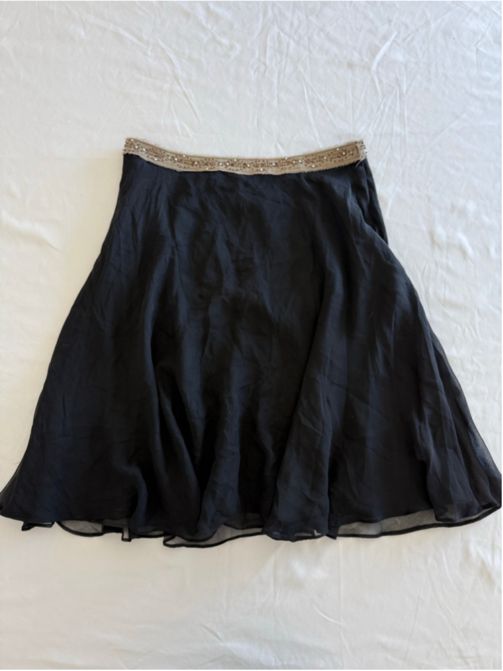 Women's C.C. Outlaw Black Beaded Waist Silk Skirt